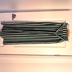 Wide Leg Forest Green Stripe Pant